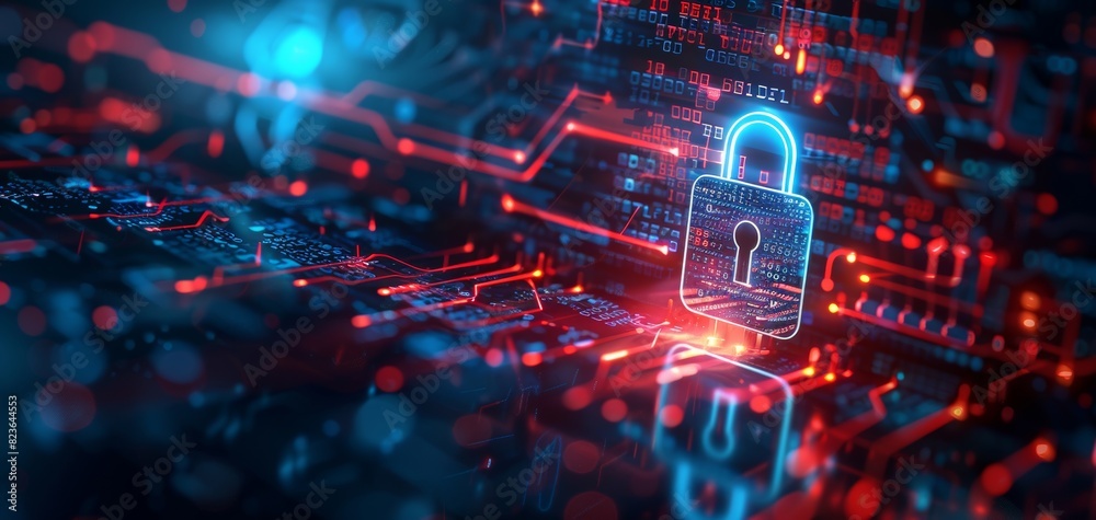 Cyber encryption technology copy space, information defense, vibrant, overlay, tech background